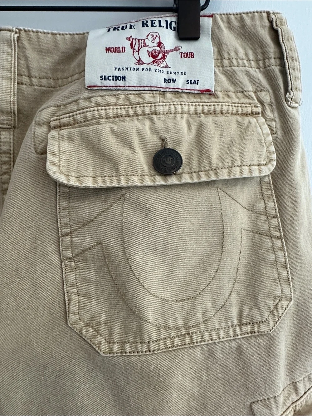 True Religion Mens Cargo Shorts 32 Tan‎ Utility Outdoor Camping Fishing